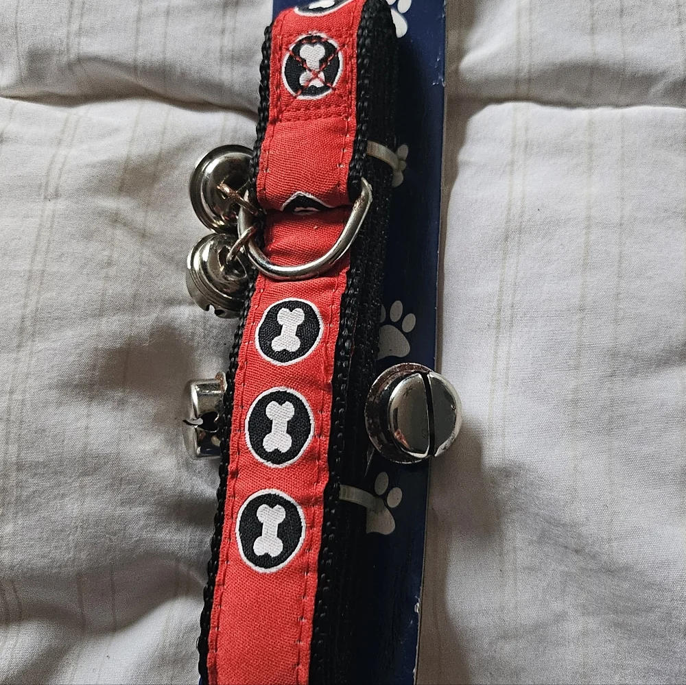 Red Doorknob Training Bell with Paw Print Design
